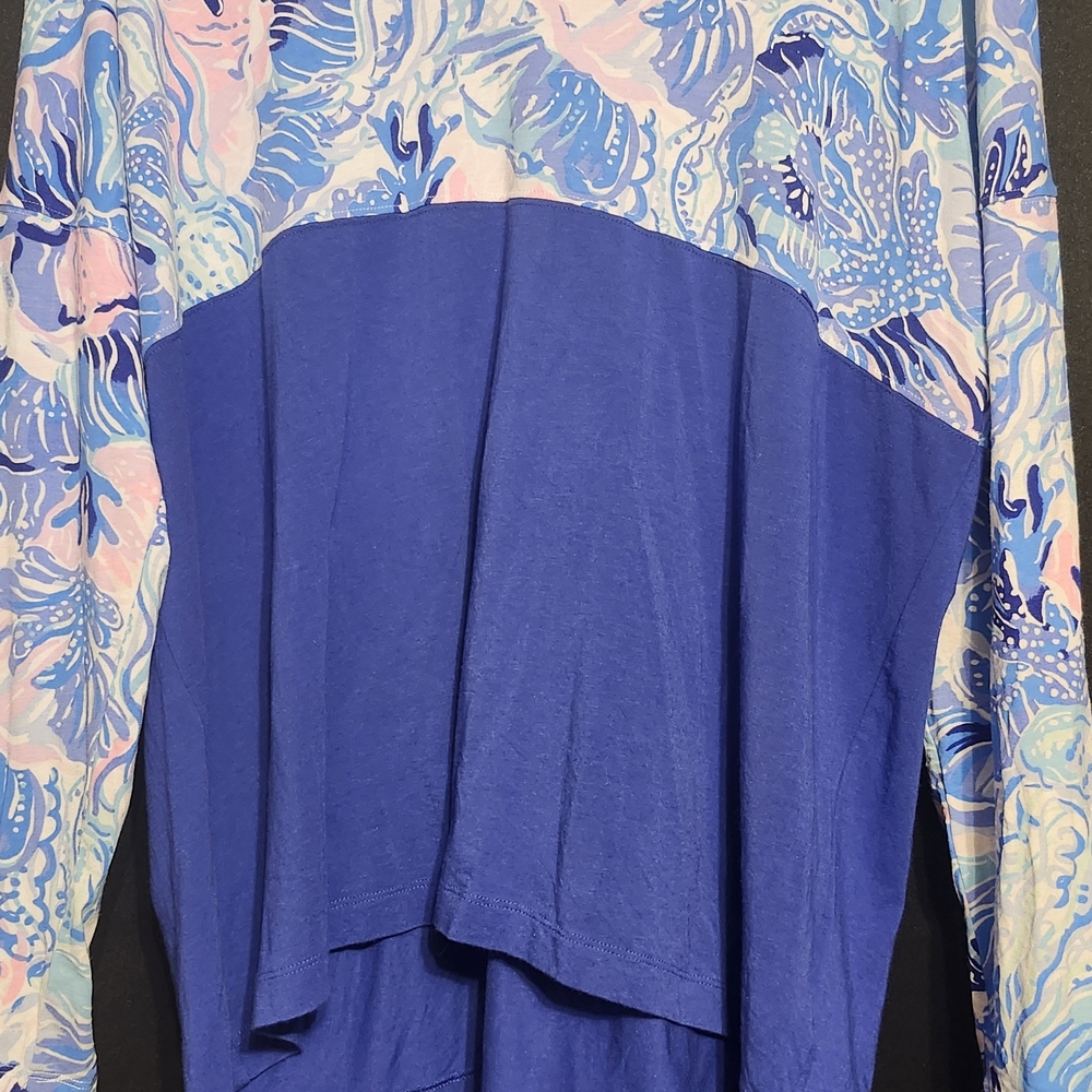 Blue and Pink Long Sleeve Top